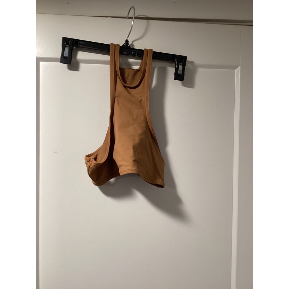 SKIMS Recycled Swim High Neck Racerback Top Almond Tan XS BT-HNK-2786 NWT
